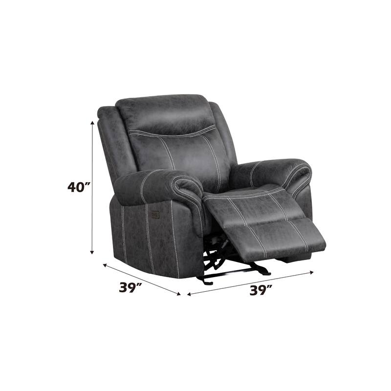 Dark Gray Polish Microfiber Power Motion Glider Recliner