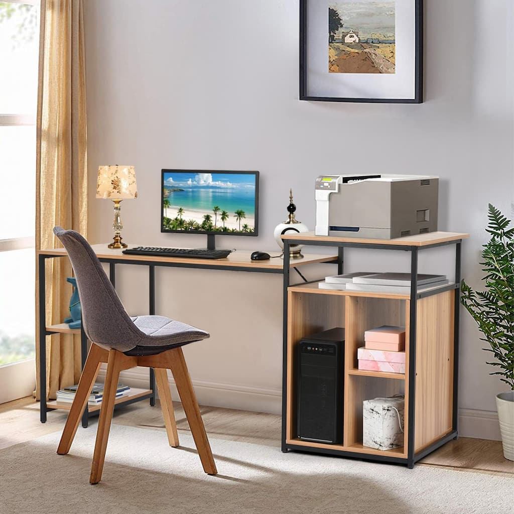 47in Computer Desk With Printer Stand and Bookshelf