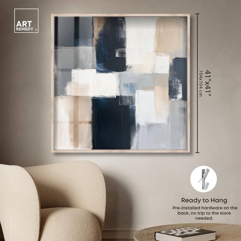 Blue and Tan Abstraction I Shadowbox by Art Remedy