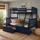preview thumbnail 4 of 39, Somette Claire Bunk Bed with Storage Drawers and Tray (Mattresses Not Included) Navy Blue - Twin/Full