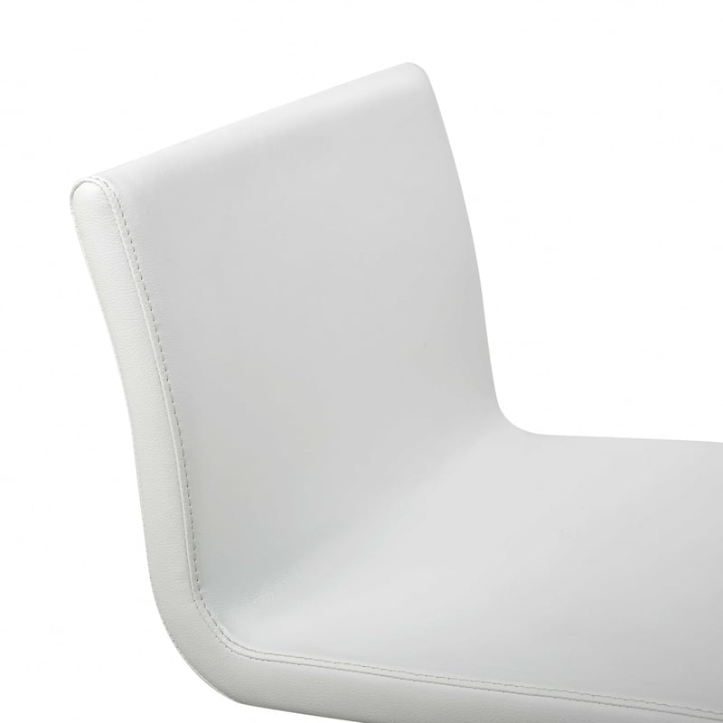 Stylish 26" Counter Height Bar Stool with White Faux Leather Adjustable Seat and Silver Legs - 16.5"W x 20"D x 32-42H"