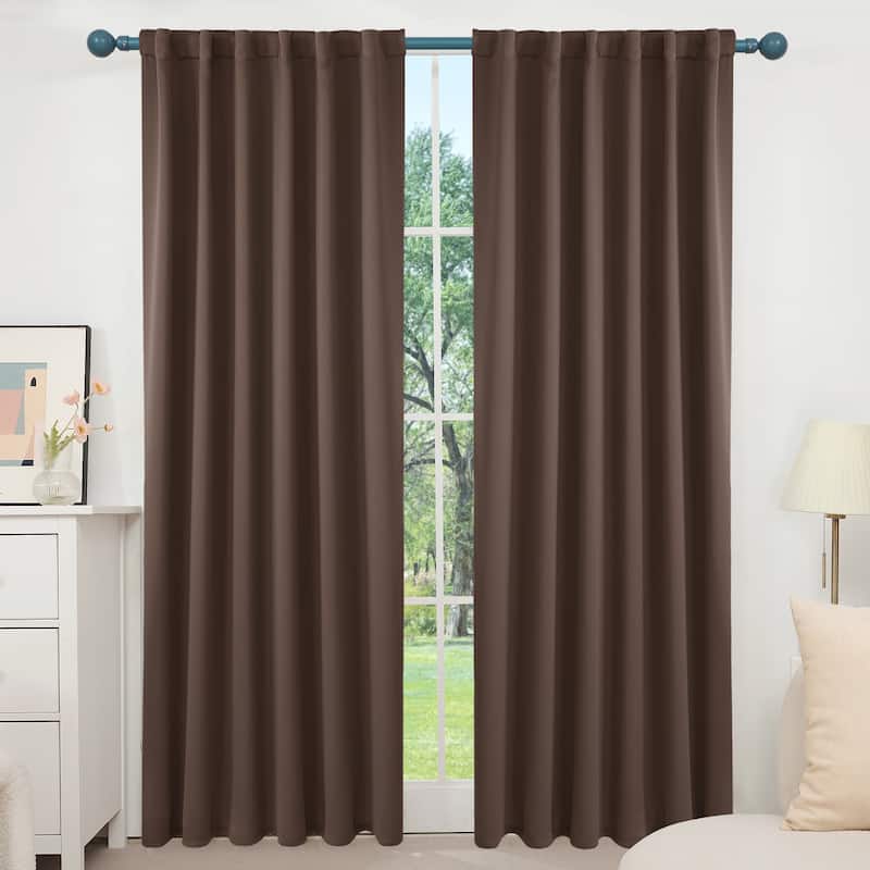 Deconovo Back Tab Blackout Curtains (2 Panel) - 52W x 108L - Brown