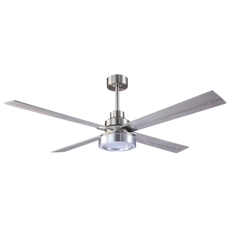 Vaczon 60" Modern Brushed Nickel Integrated LED Smart Ceiling Fan with Light and App