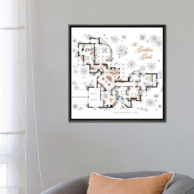 iCanvas "Floorplan From The Golden Girls" by TV Floorplans & More Framed