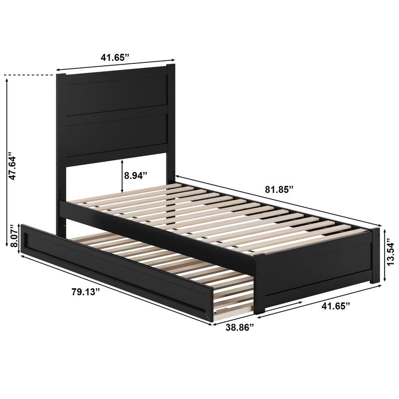 Aveline Wood Platform Bed with Matching Footboard & Trundle