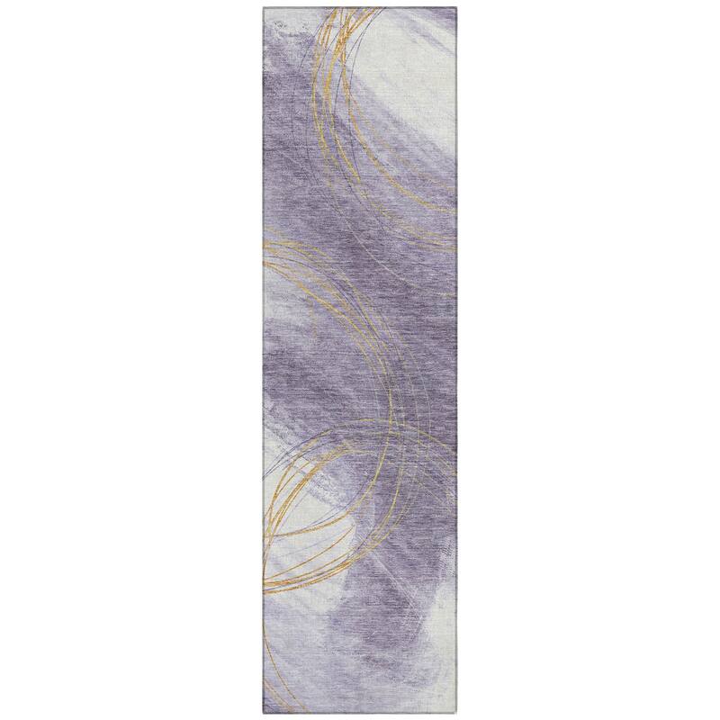 Machine Washable Indoor/ Outdoor Abstract Modern Chantille Rug