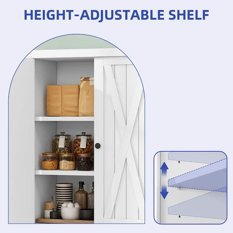 Moasis 72" H Wood Farmhouse Kitchen Pantry Cabinet with Adjustable Shelves & Drawer