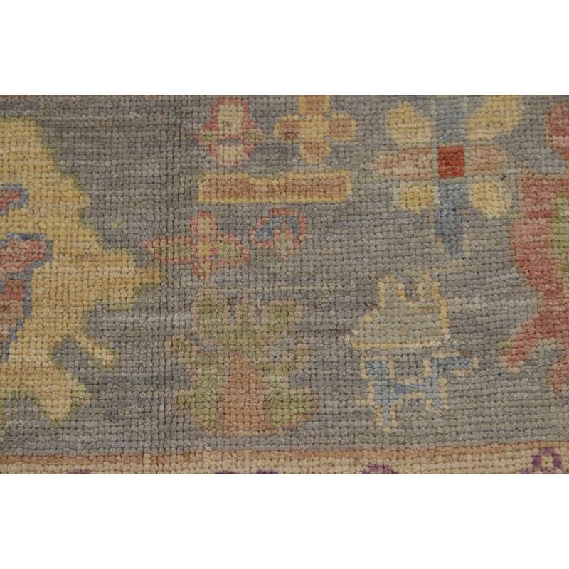 Hand Knotted Oriental 100% Wool Carpet Transitional All-Over Green Oushak Area Rug - 12' 5'' X 9' 3''