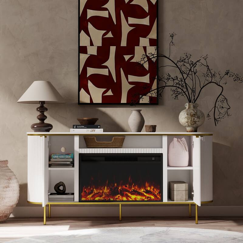 67" Entrainment CentersTV Stand with Fireplace for TVs up to 75"