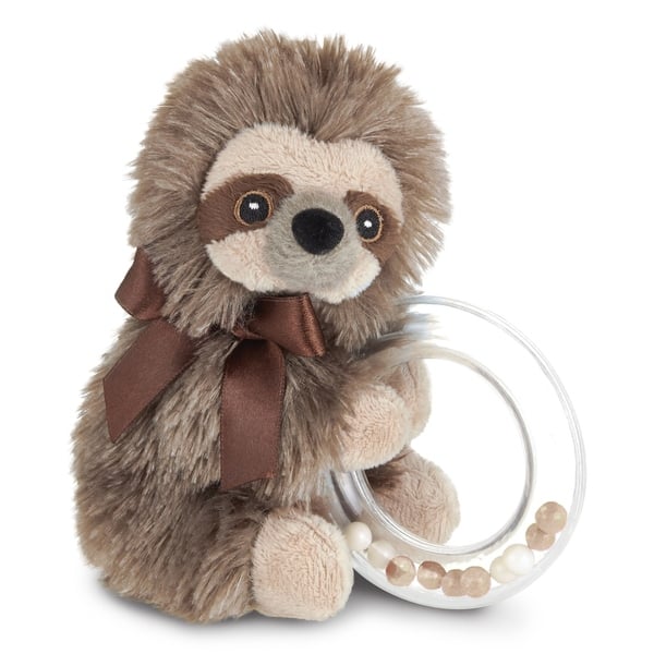 slide 2 of 6, Bearington Baby Lil' Speedy Sloth 5.5" Shaker Ring Rattle