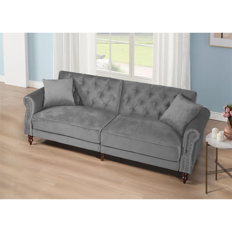 87.8'' Convertible Velvet Sofa Bed Sleeper Futon