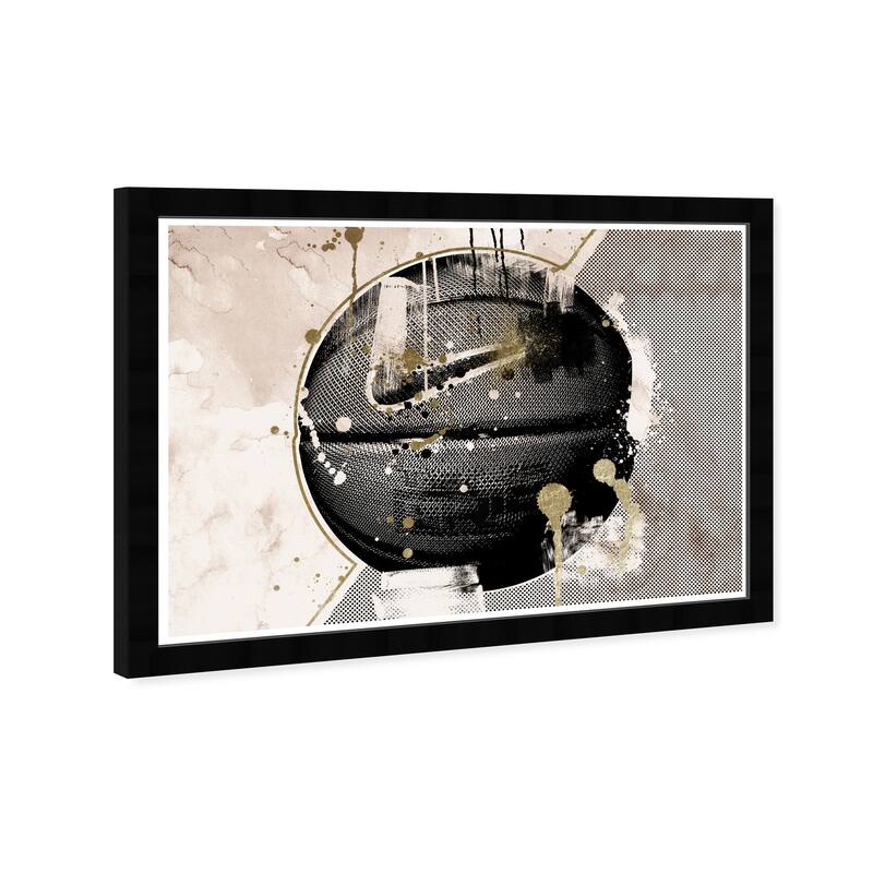 Wynwood Studio Prints Sports and Teams Tan and Gold Basketball Black and Modern & Contemporary Wall Art Canvas Print