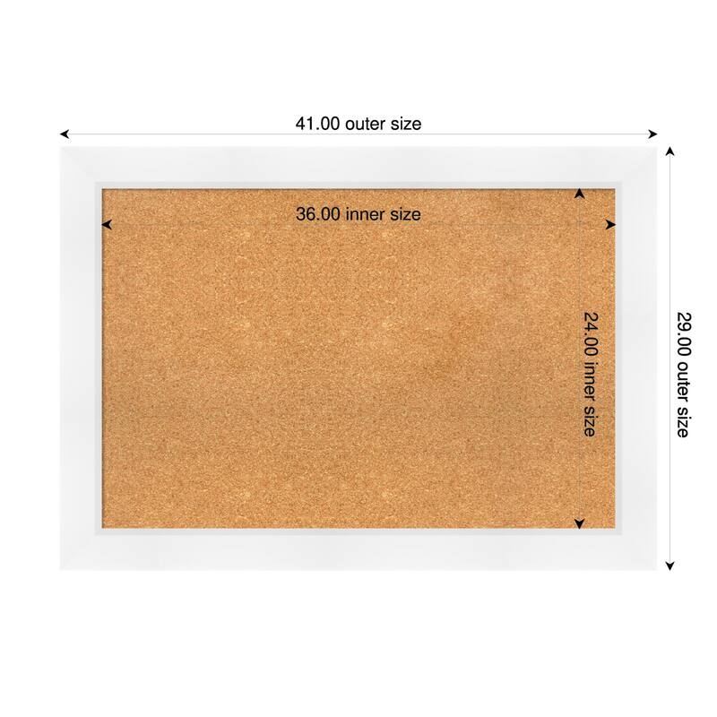 Sloped White Framed Cork Board - Bulletin Board, Organization Board, Pin Board - Natural - 41 x 29 in