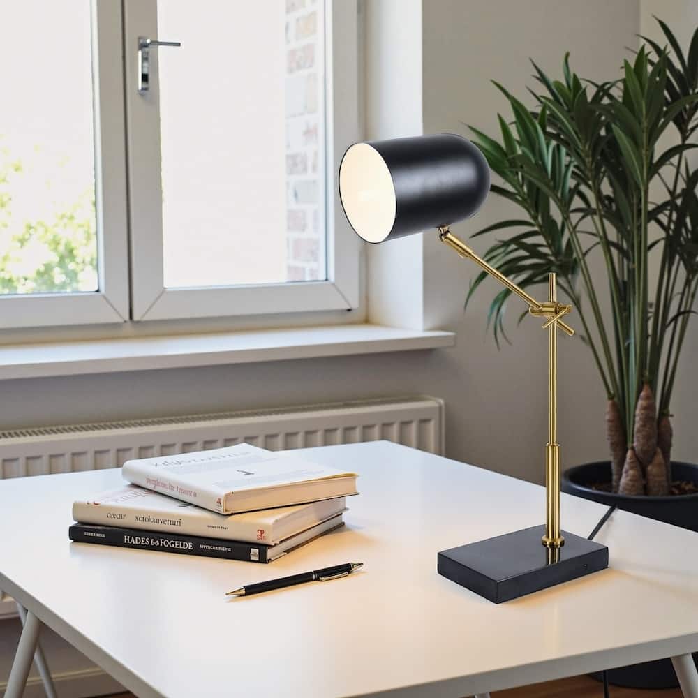 Hila Adjustable Black and Gold Desk Lamp