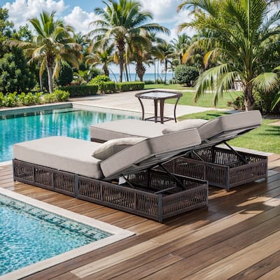 Pocassy Outdoor 5 Inch Lounge Chairs with 5 Adjustable Backrest