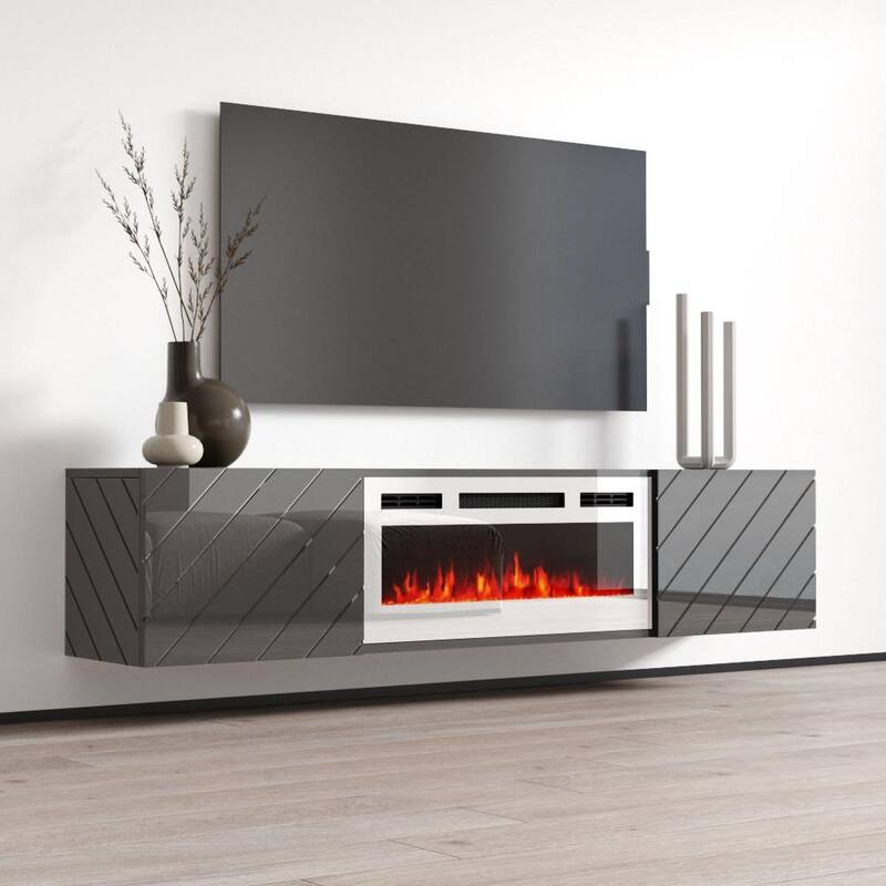 Luxe WH-EF Wall Mounted Electric Fireplace Modern 72" TV Stand