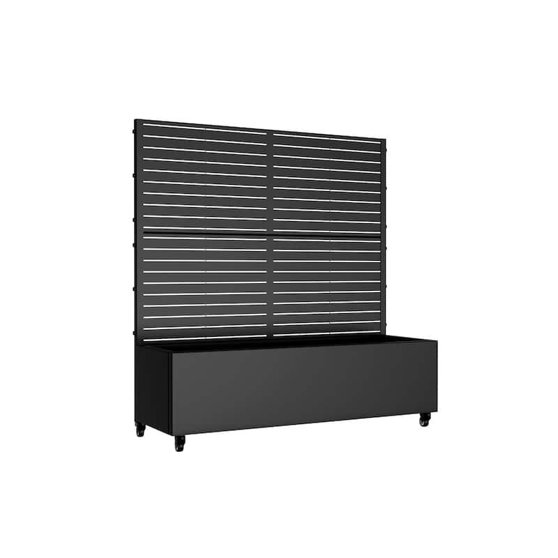 Metal Movable Planter Box with Trellis Privacy Screen Planter Box with Lockable Wheels - 47"x47"