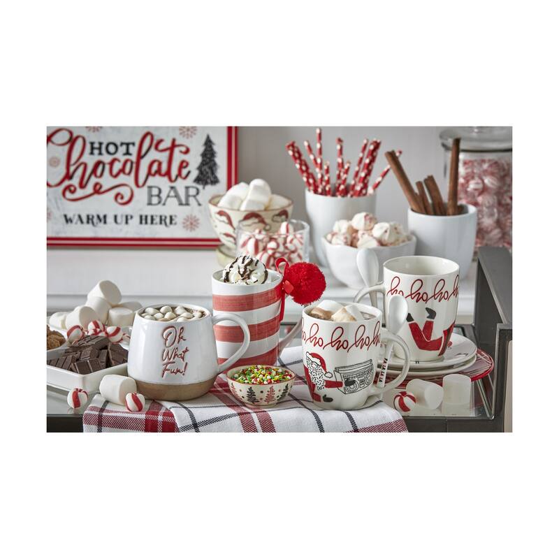 16 0z. Stoneware "Oh What Fun!" Sentiment Coffee, Tea, Hot Coco Mug