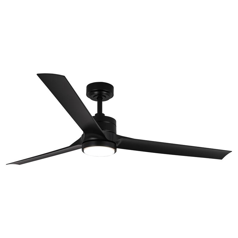 60" Black 3-blade Large Indsutrial LED Ceiling Fan with Light and Remote