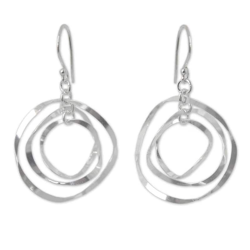 NOVICA Handmade Sterling Silver 'Twirling' Earrings (Thailand) - Silver - White