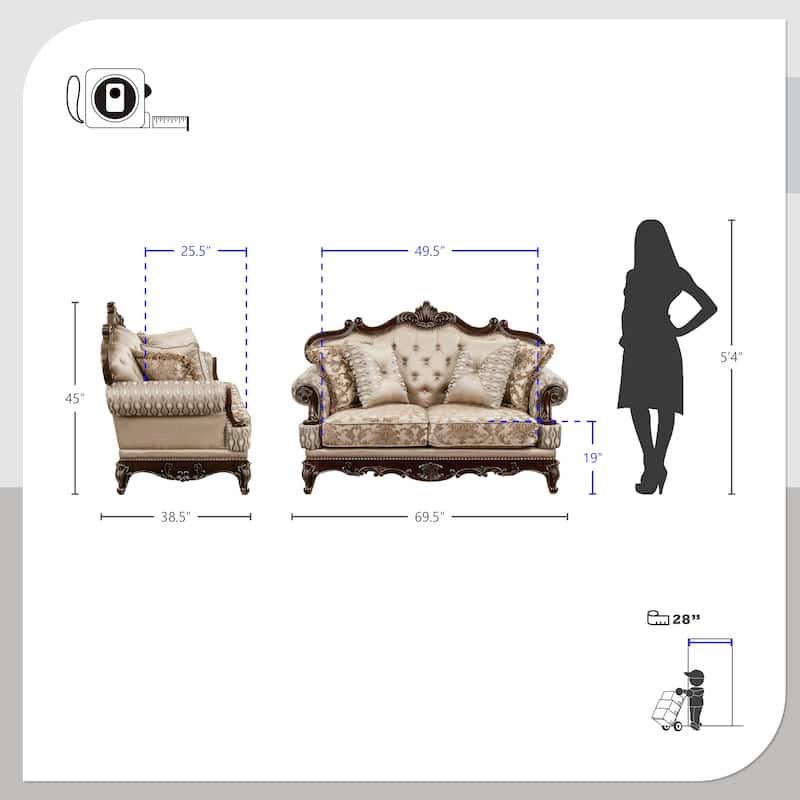 Vista 2-Piece Chenille Living Room Sofa Set