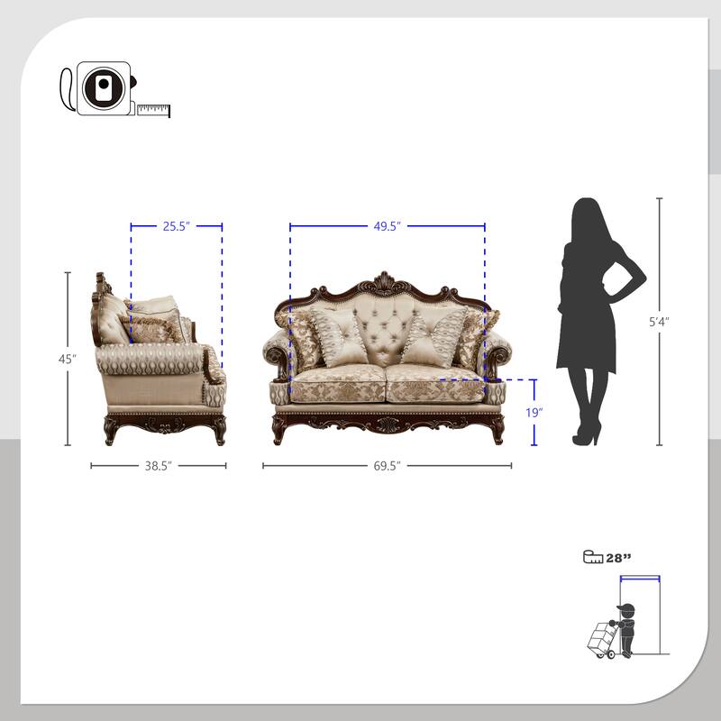 Vista 3-Piece Chenille Living Room Sofa Set