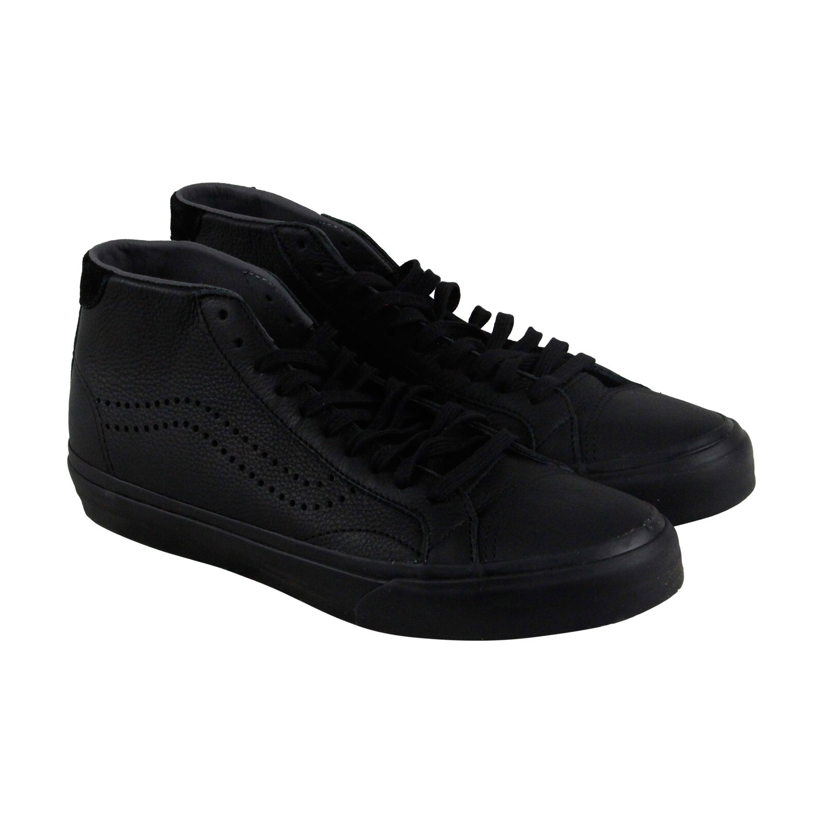 vans black leather lace up