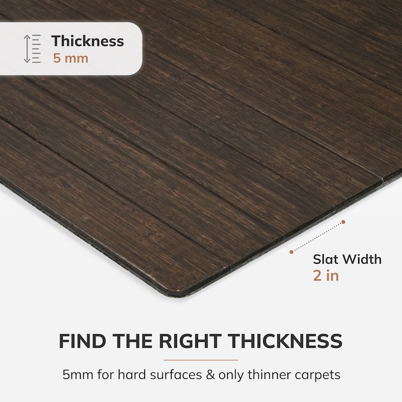 Jani Eco Bamboo Roll-up Rectangular Chair Mat with Lip - Durable and Eco-Friendly Chair Mat