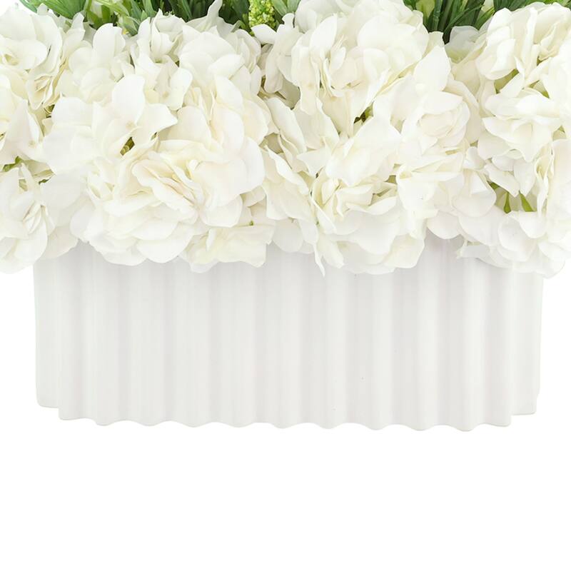 Hydrangeas and Wild Heather in Ceramic Vase - 21