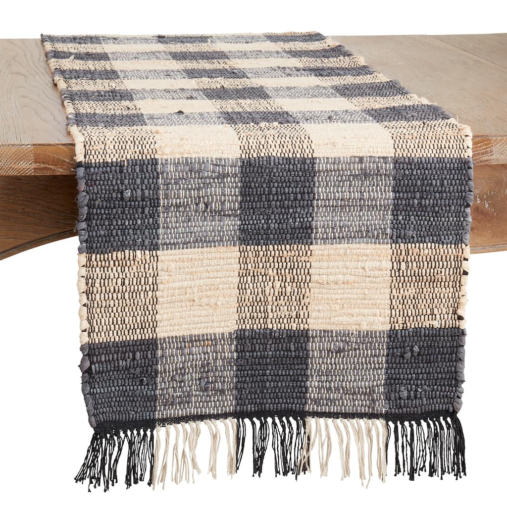 Chindi Table Runner With Checkered Design - 16"x72"