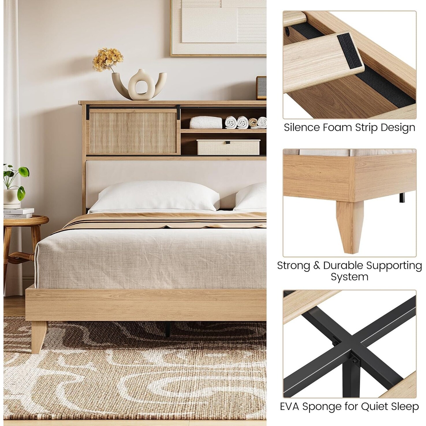 ベッドフレーム Single  bed plus  mattress and storage VECELO Bed Frame White Metal Frame Twin Size Platform Bed
