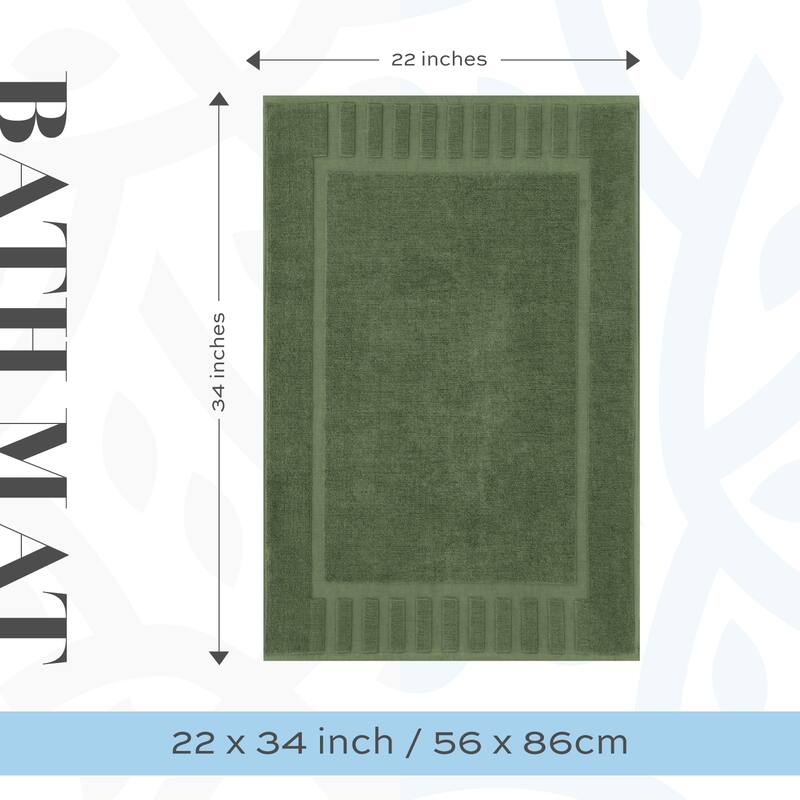 White Classic Luxury Cotton Bath Mat 22x34 Set of 2