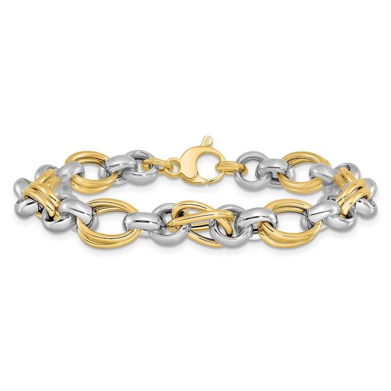 Curata 8.23mm 14k Two tone Gold Polished Link Bracelet 7.5 Inch