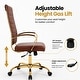 preview thumbnail 9 of 98, Benmar Ribbed Leather Executive High Back Office Chair with Gold Frame, Swivel, Tilt, Lumbar Support