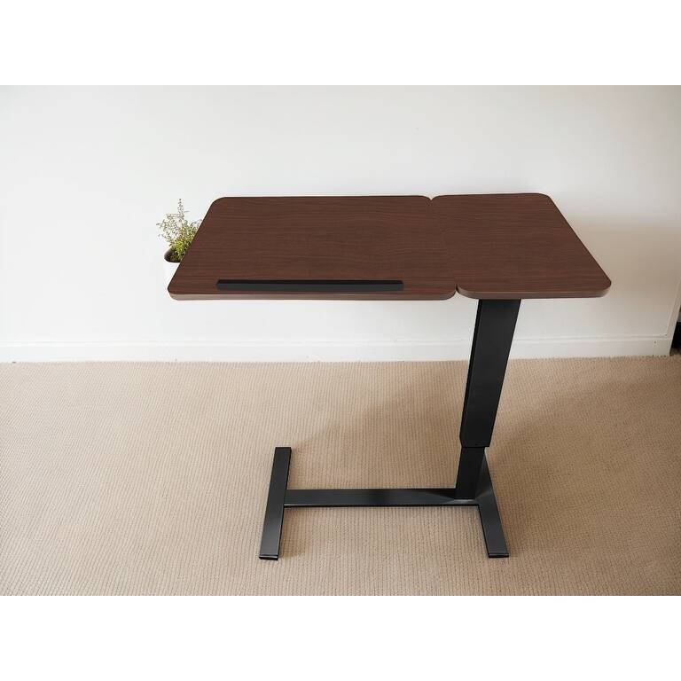 Folding Overbed Bedside Desk Mobile Rolling Laptop Stand Tilting Overbed Table With Wheels Height Adjustable Tray Table