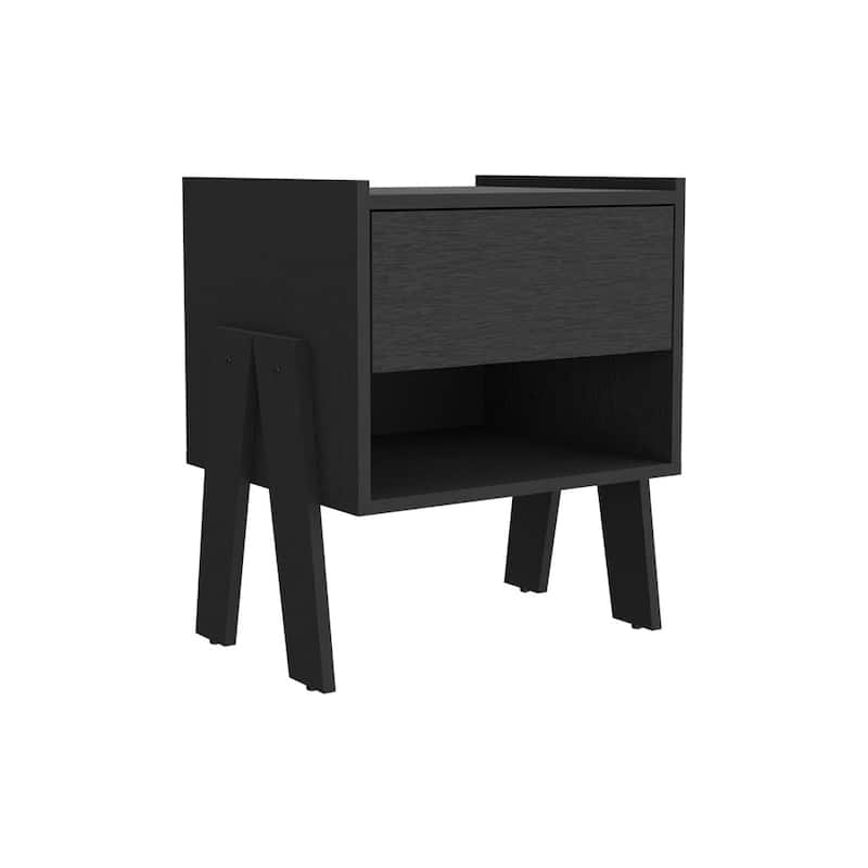 Bedroom Nightstand Open Shelf One Drawer
