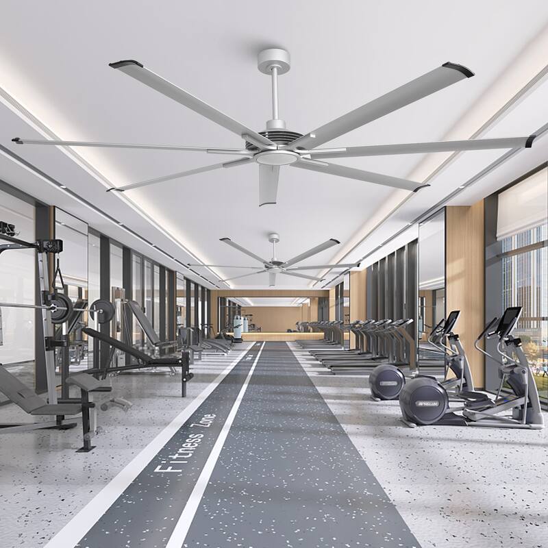 100" Indsutrial Silver Extra Larger Commercial Ceiling Fan with Light and Remote