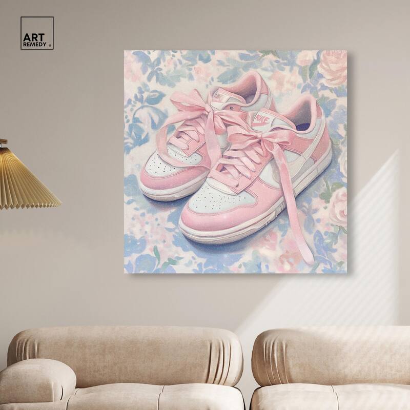 Gentle Ribbon Sneakers Canvas by Art Remedy, Gallery Wrapped