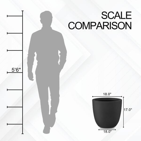 dimension image slide 6 of 11, Kante 18 Inch Dia Round Concrete Planter, Indoor Outdoor Large Plant Pot