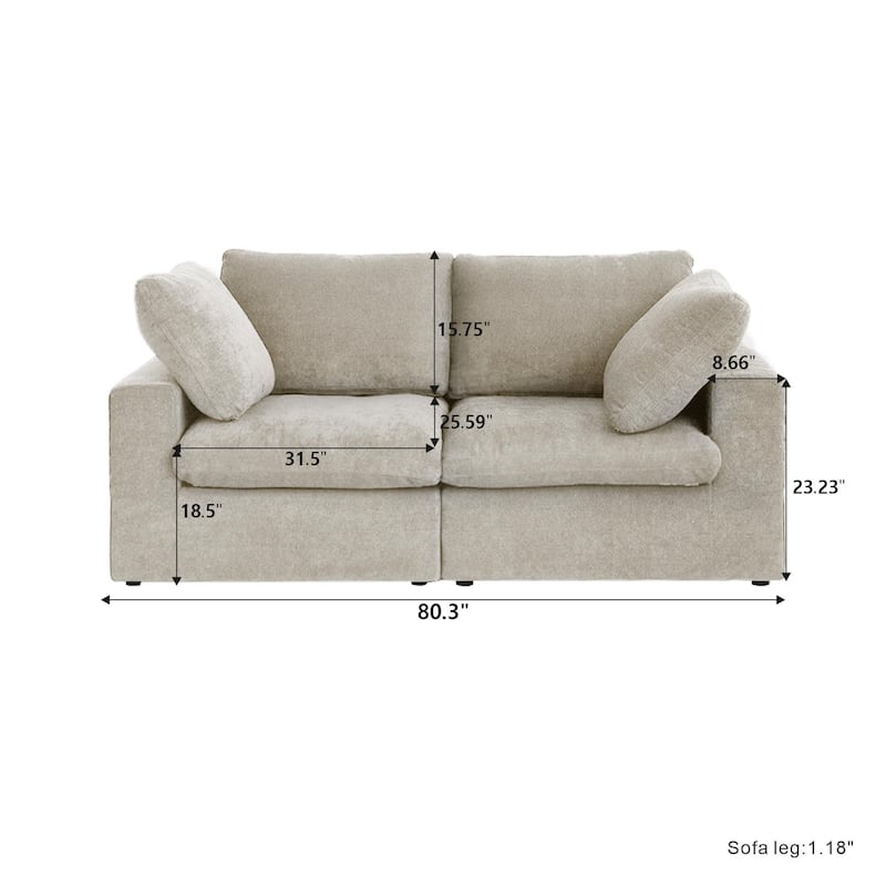 80'' Linen Upholstered Loveseat Sofa Sectional Couch