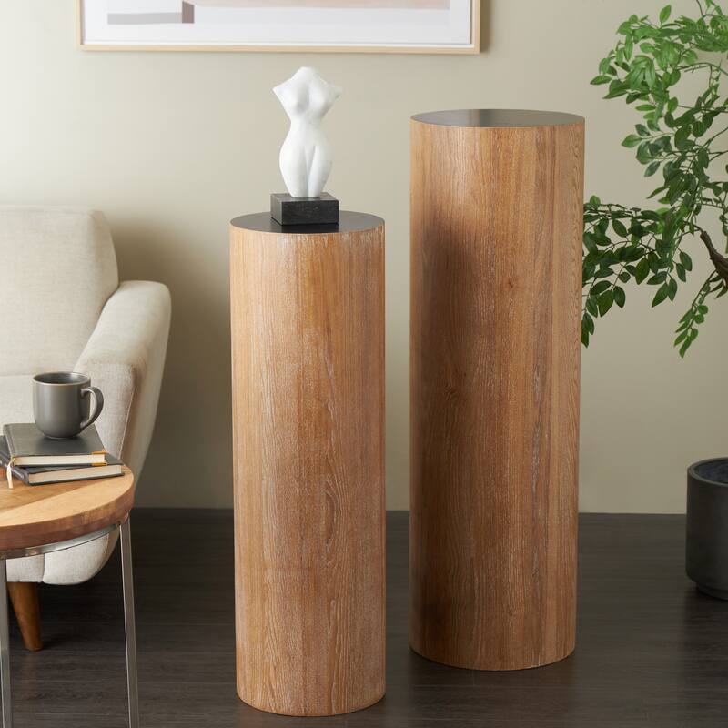 Wood Handmade Pedestal Table - Set of 2 Brown, Black or White - Roche River Decor