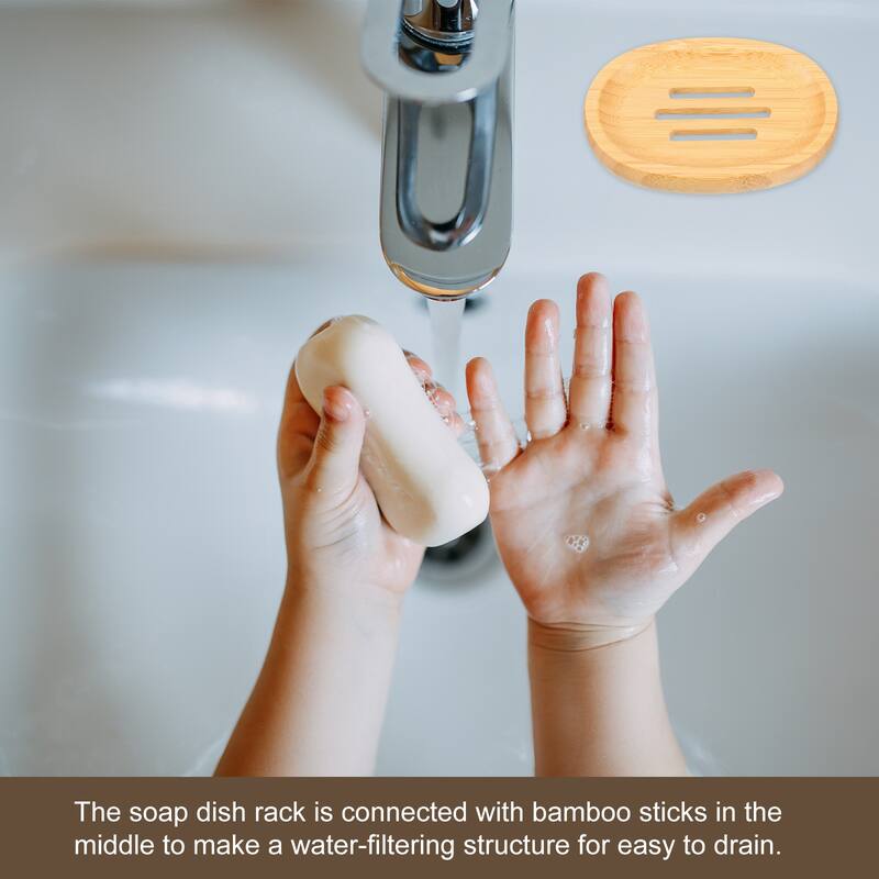 Wooden Soap Tray, Wooden Soap Dish, Natural Bamboo Soap Holder, Rectangle - Wood Color