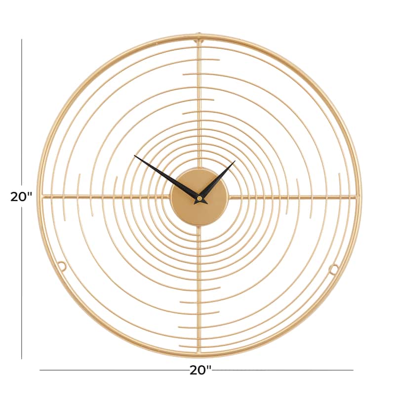 Gold Metal Open Frame Swirl Decorative Wall Clock - 20"L x 2"W x 20"H