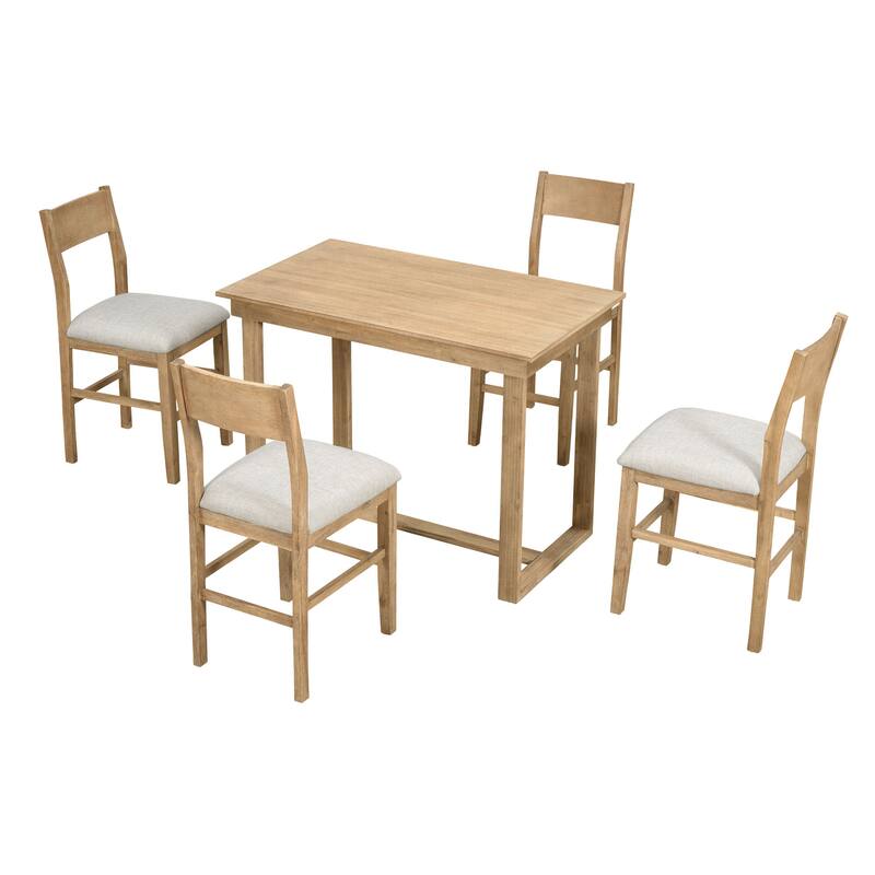 5-Piece Counter Height Wooden Dining Table Set with Rectangular Table & 4 Chairs