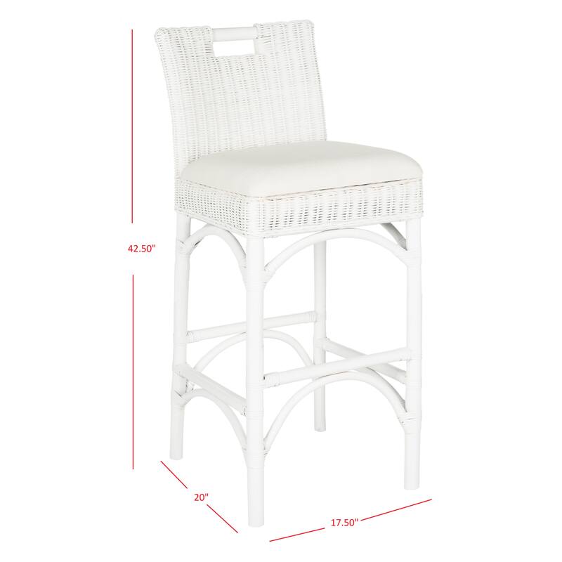 SAFAVIEH 17.75 -inch Fremont White Barstool - 18" x 20" x 42.5"