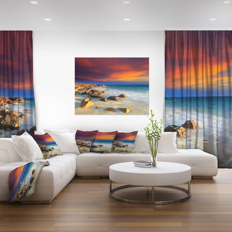 Beach with Stones on Foreground - Extra Large Seascape Art Canvas