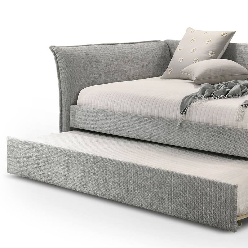 Furniture of America Gestin Modern Twin Upholstered Daybed with Trundle