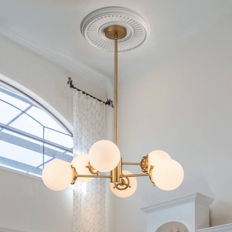 6-Light Modern Linear Sputnik Chandelier Cluster Globe Glass Kitchen Island Light