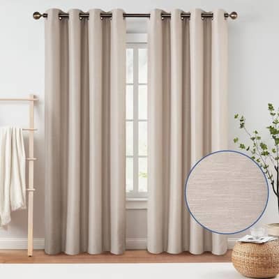 Woven Texture Room Darkening Grommet Panel Pair(2 Panels)