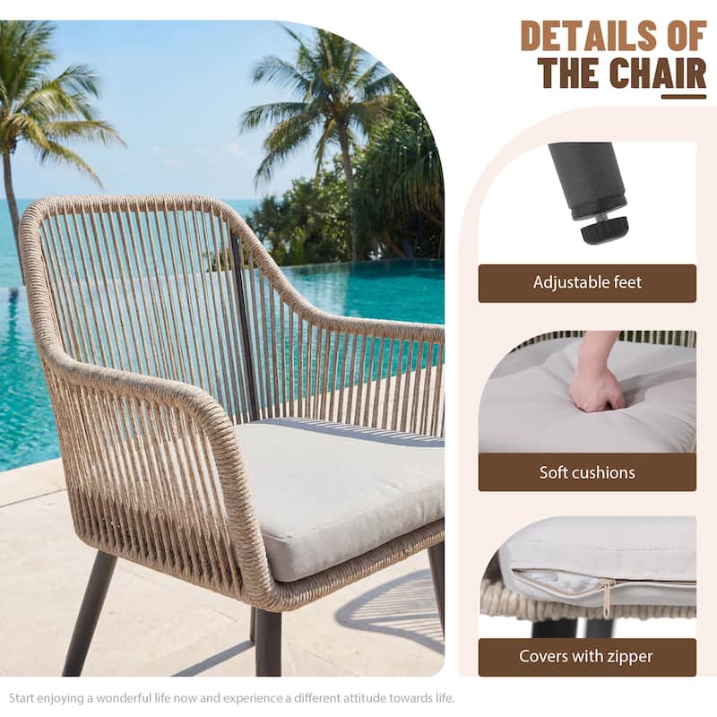 9-Piece Expandable Aluminum Patio Dining Set with PE Twisted Rattan Chairs & Polyester Cushions